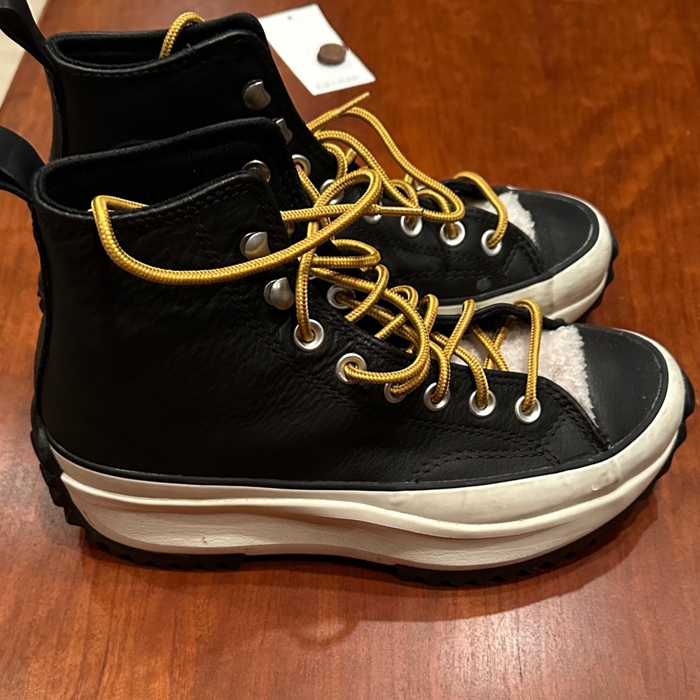 Converse Chuck Taylor Black High-Top Sneakers with Gold Laces